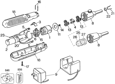 Default Diagram and Parts List for 9072-35 Type 1 Black and Decker Screwdriver